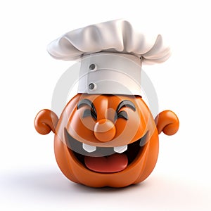 Cute Yom Kippur Jackolantern Chef - 3d Render Cartoon Pumpkin