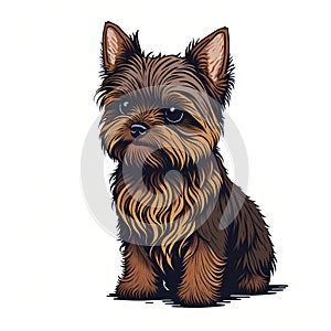 cute yorkie dog adorable fluffy puppy on white background generative AI cartoon illustration