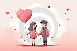 cute young couple in love minimalistic AI generated