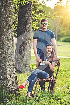 Cute young couple, pregnancy theme