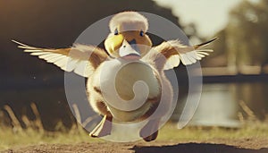 Cute young duckling outdoor .ai generated