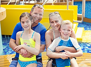 Cute young family on a cruise vacation together