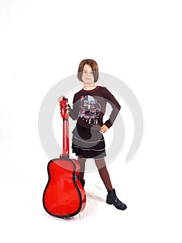 Cute Young Female & Red Guitar