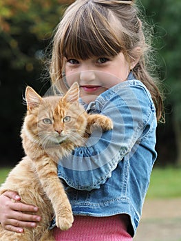 Young Girl and Pet Cat
