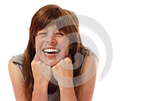 Cute young lady laughing