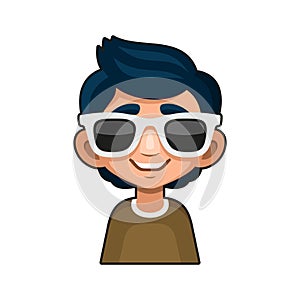 Cute Young Man with Glasses Avatar. Cartoon Style Userpic Icon. Vector