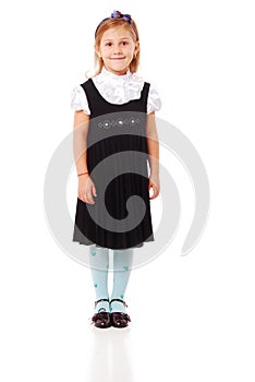 Cute Young Schoolgirl. Isolated