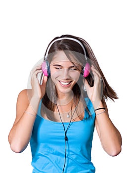 Cute young woman with headphones
