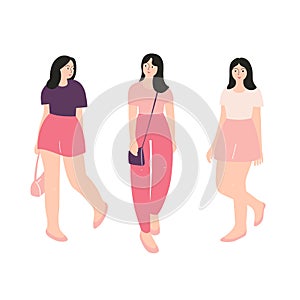 Cute young women. Hand drawn vector illustration