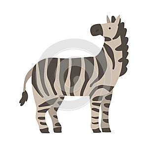 Cute Zebra African Animal, Wild Herbivore Jungle Animal Cartoon Vector Illustration