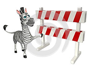 Cute Zebra cartoon character with baracade