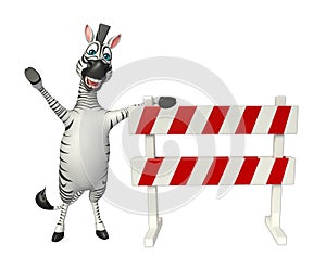 Cute Zebra cartoon character with baracade