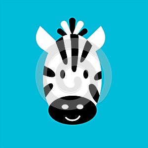 cute Zebra head flat icon