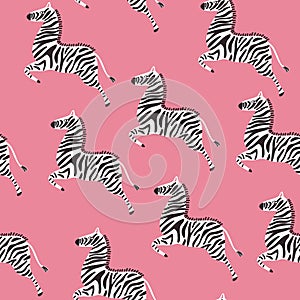 Cute Zebra Safari wild animal seamless pattern vector illustration EPS10