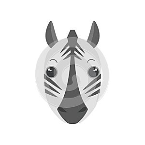 Cute zebra, striped horse face, portrait of wild comic animal mascot for avatar