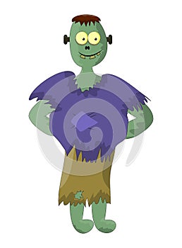 Cute zombie, halloween frankenstein symbol icon design.