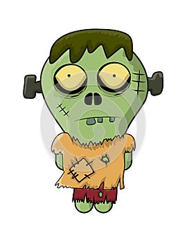 Cute zombie, halloween frankenstein vector symbol icon design.