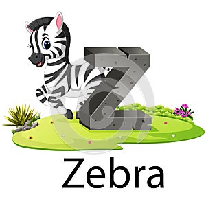 Cute zoo animal alphabet Z for Zebra with the good animation beside