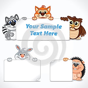 Cute Zoo Animals with Banners and Labels