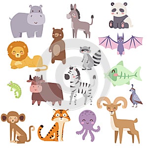 Cute zoo cartoon animals funny wildlife learn cute language and tropical nature safari mammal jungle tall