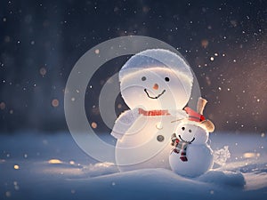 The cuteness of a happy snowman family on Christmas Day is beyond imagination, cartoon fantasy