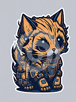 Cuteness Unleashed: Robotic Kittens for Sticker and T-Shirt Bliss