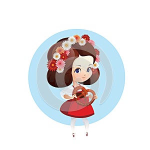 Cuter Girl with pretzel in dirndl