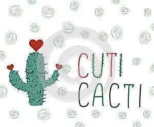 Cuti Cacti slogan and glitter cactus