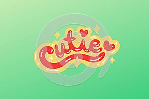 Cutie, abstract word written on a green background