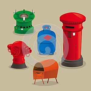 Cutie cartoon illustration of old  Hong Kong vintage items