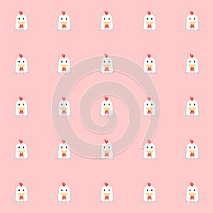 Cutie chickens with pink background. tile background. vector.