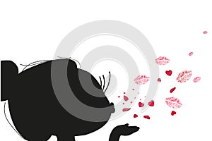 Cutie girl sending kiss and heart vector