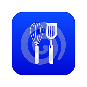 Cutlery bake icon blue vector