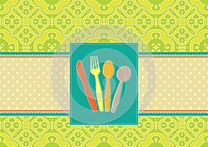 Cutlery card with damask background