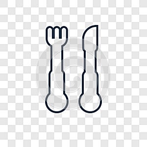 Cutlery concept vector linear icon on transparent backg