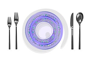 Cutlery, dishes  on a white background isolate