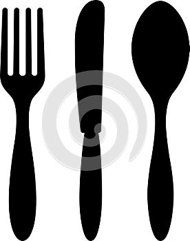 Cutlery flat icon as fork, knife and spoon as a concept of lunch or restaurant symbol