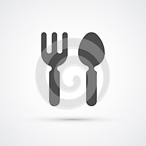 Cutlery fork and spoon trendy icon. Vector