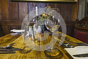 Cutlery and glassware on a table