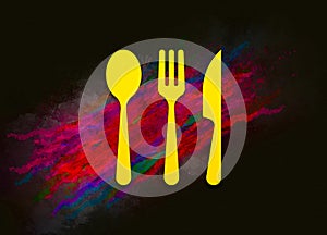 Cutlery icon colorful paint abstract background brush strokes illustration design