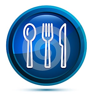 Cutlery icon elegant blue round button illustration