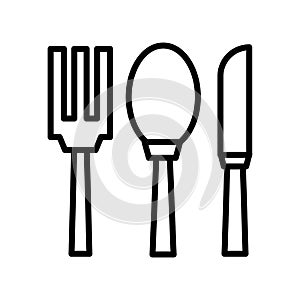 Cutlery icon vector isolated on white background, Cutlery sign , line or linear sign, element design in outline style