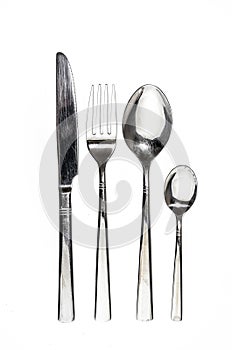 Cutlery metal set with Fork, Knife and Spoon - kitchen utensils.