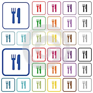 Cutlery outlined flat color icons