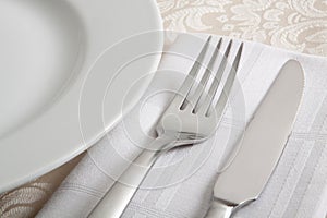 Cutlery with portion of dinner plate