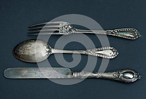 Cutlery set with fork, knife and spoon
