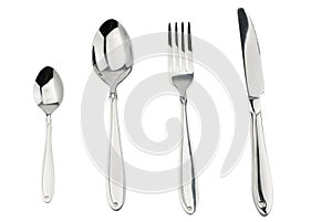 Cutlery set with Fork, Knife and Spoon isolated