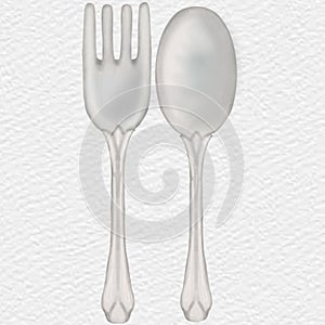 Cutlery set hand drawn include spoon,fork, Dinner knife,style cartoon, watercolor paint.
