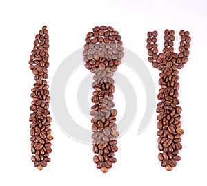 Cutlery set made of coffee beans