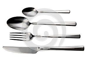 Cutlery set-spoon, fork, knife, on white background isolated